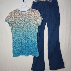 Elegant Gradient Top and Navy Pants Set